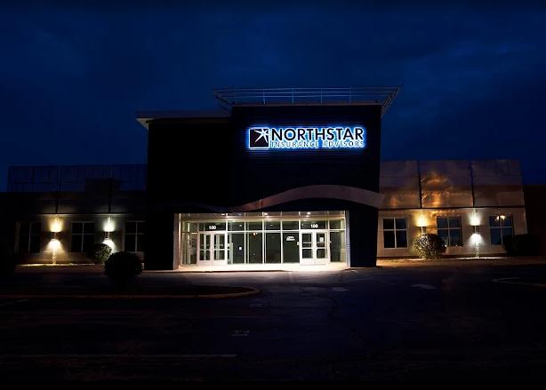 North Star Insurance Advisors office building illuminated at night
