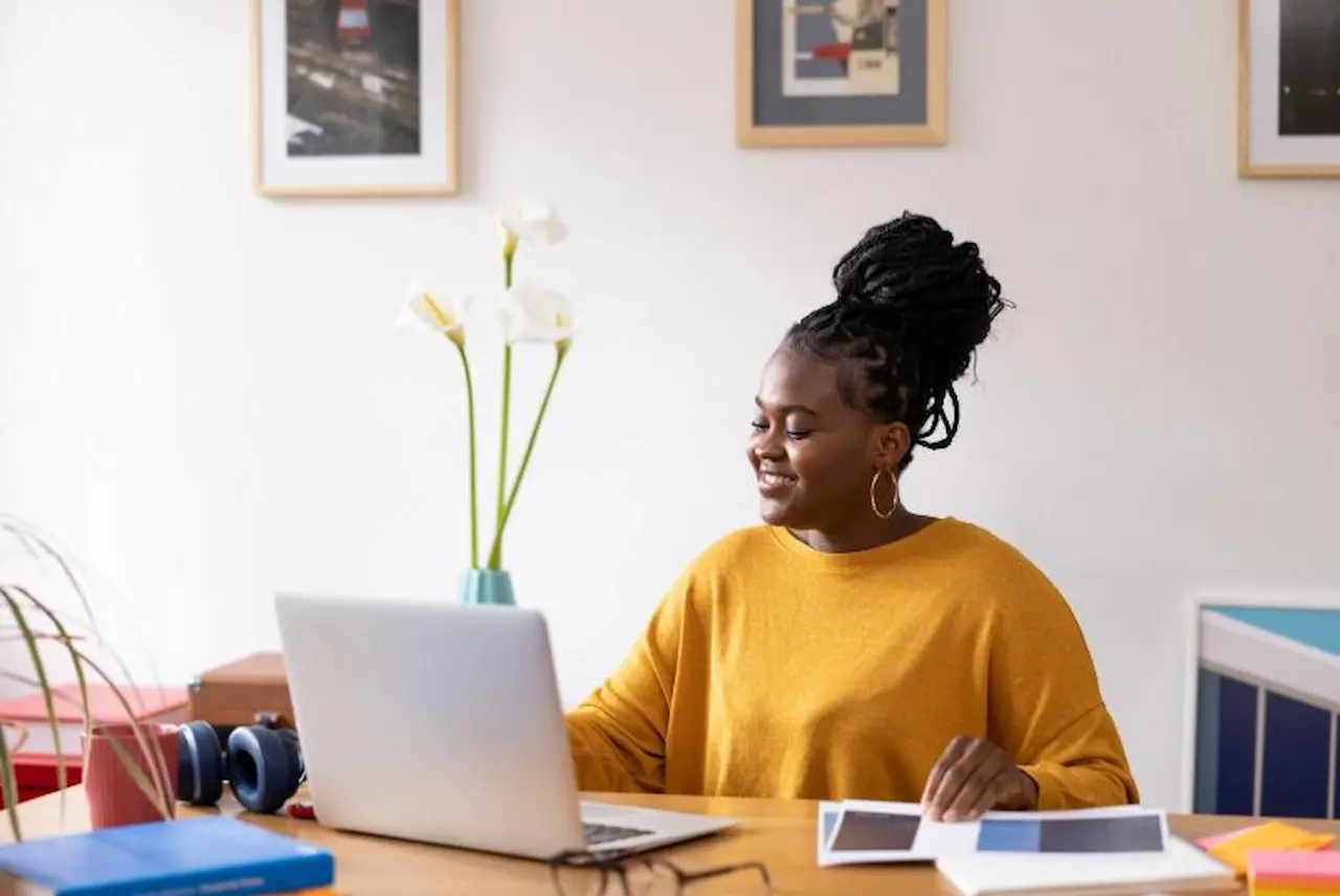 Woman working a life insurance job from home
